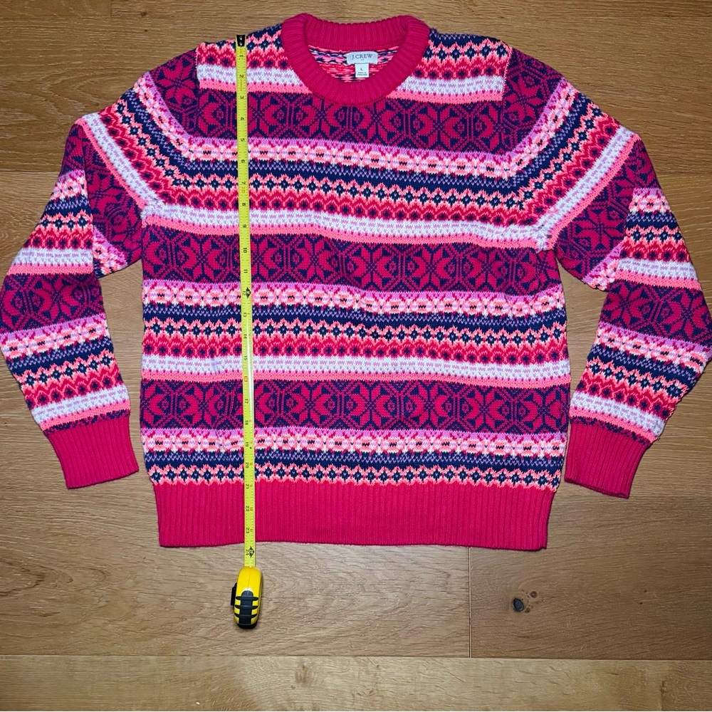 J Crew Womens Large Pink Purple White Winter Colorful Patterned Sweater 🩷💜 - Picture 4 of 5